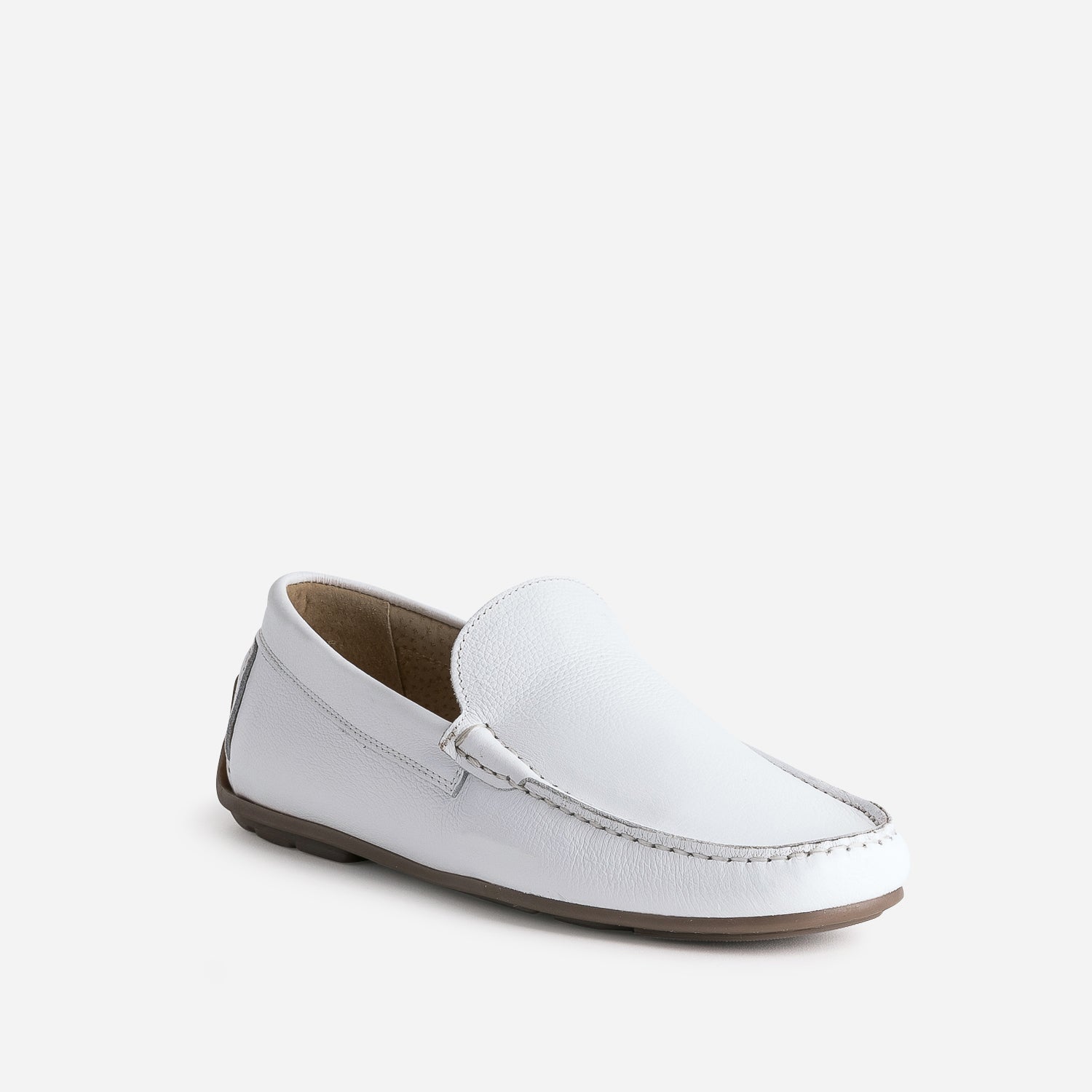 Mocassin blanc en cuir