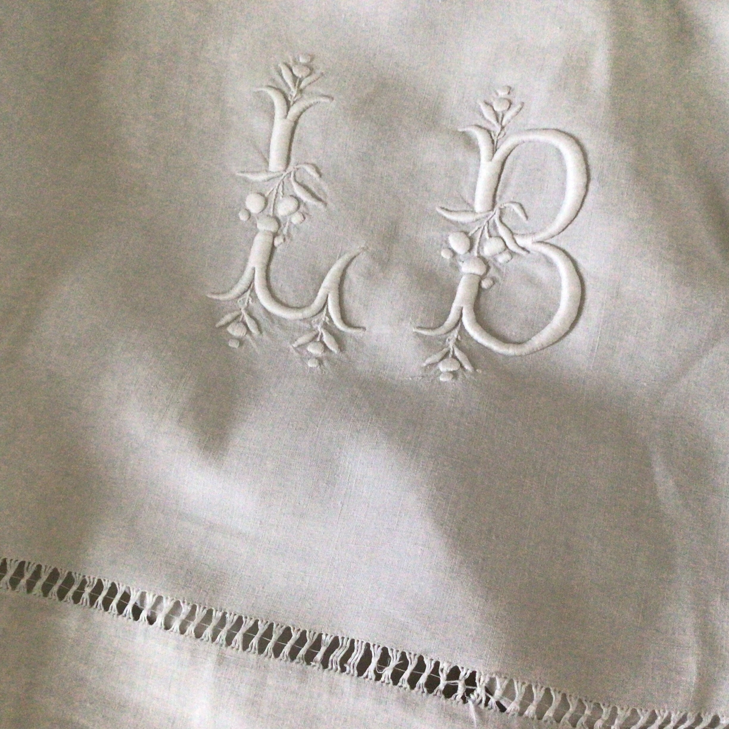 Fabulous Antique French Linen Heirloom Dowry Sheet Hand Monogram 