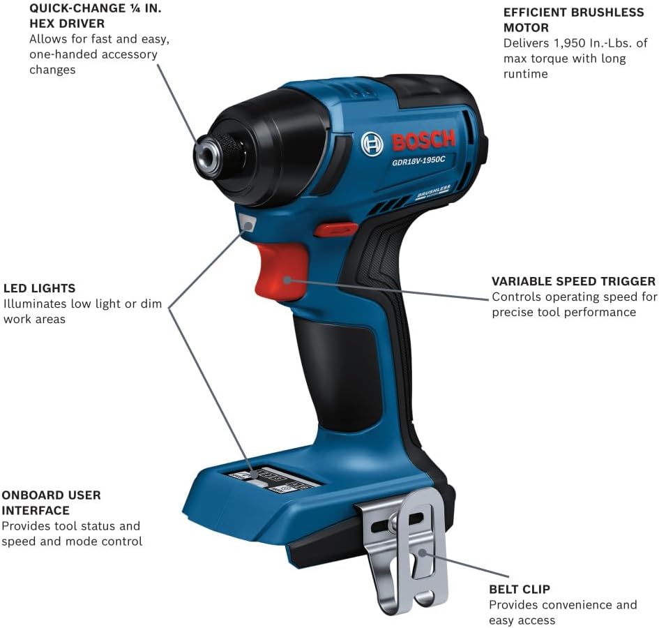 Bosch GDR18V-1950CN 18V Brushless Impact Driver (Bare Tool)