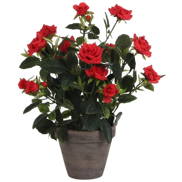Kunstpflanze, Rosenstrauch, rot