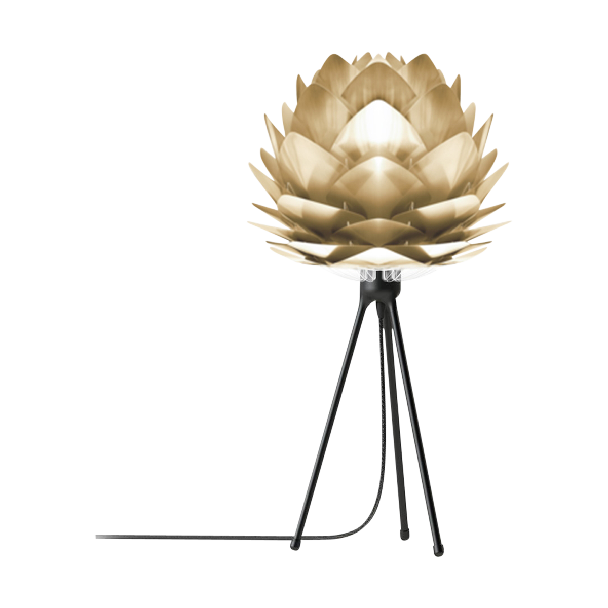 Umage Silvia Mini tafellamp brushed brass - met tripod zwart - Ø 32 cm