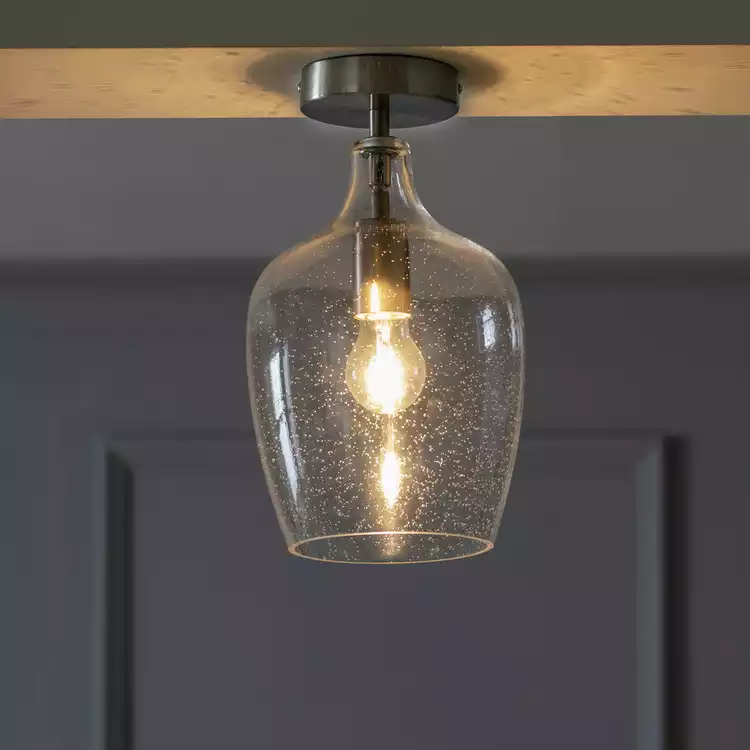 Habitat Abas Glass Flush to Ceiling Light - Satin Nickel