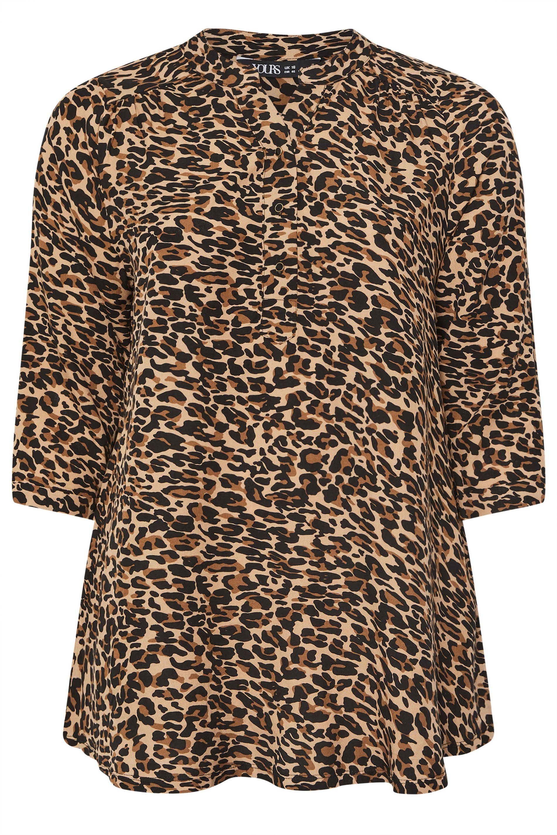 Yours Leopard Half Placket Top