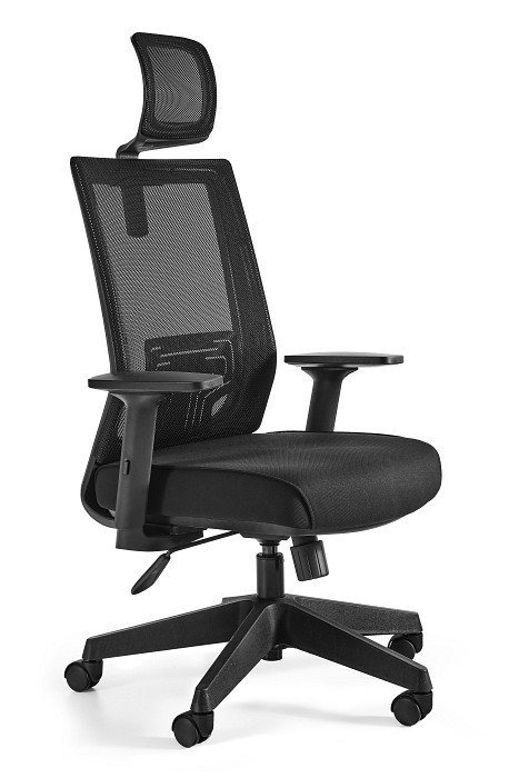 Fotel biurowy ergonomiczny NEZ czarny siatka/tkanina