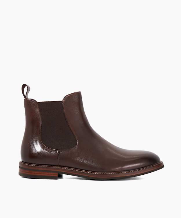 Maisen Brown - Wide Fit Leather Formal Chelsea Boots