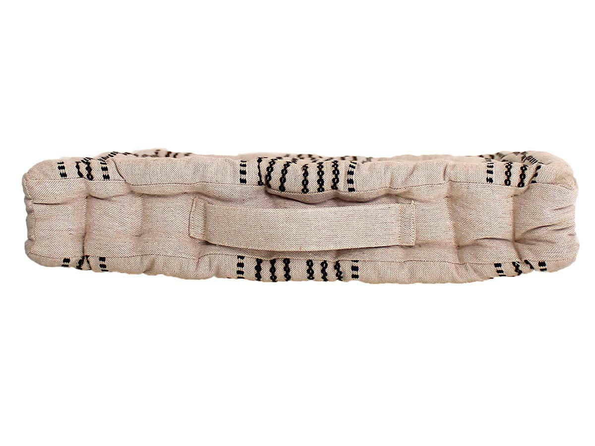 - Coussin de sol rayé en coton recyclé ecru 40 x 40 cm