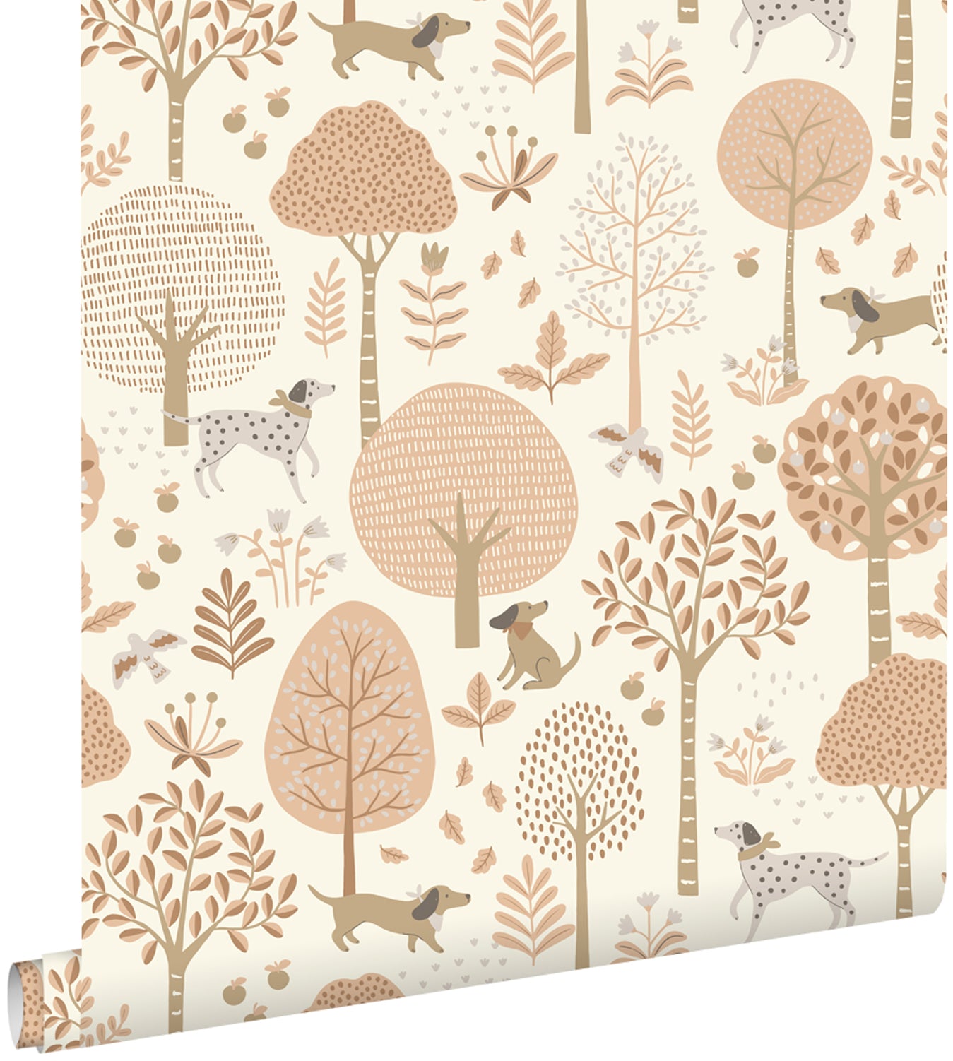 ESTAhome behang honden beige en zacht roze - 53 cm x 10.05 m - 139710