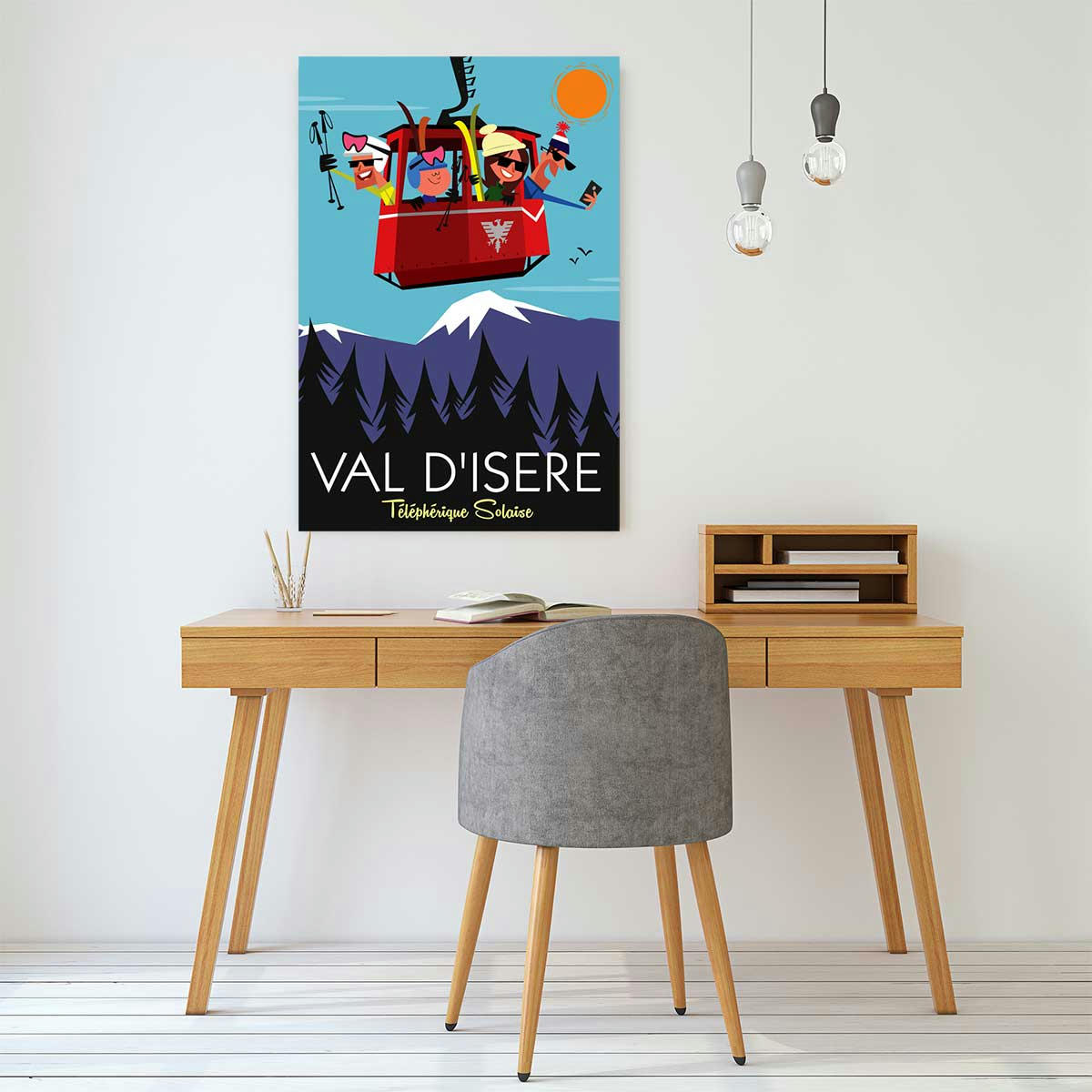 - Tableau ski à val d'isère imprimé sur toile 60x90cm