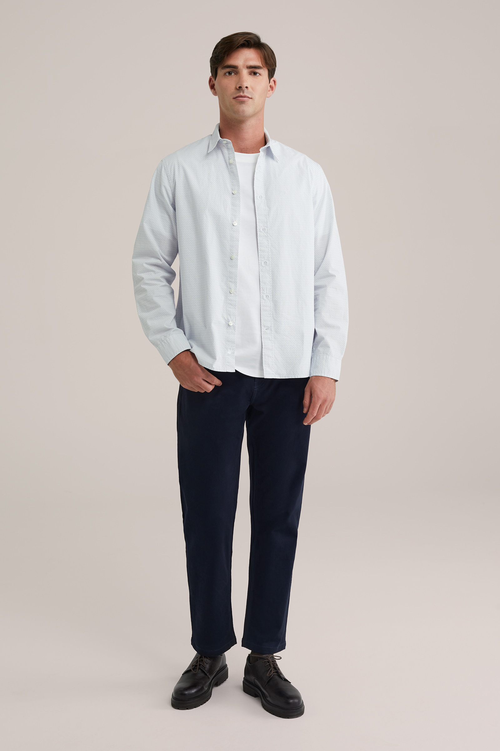 Heren regular fit overhemd met soft touch