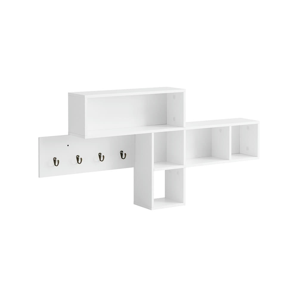 - Portemanteau effet bois blanc avec 4 crochets