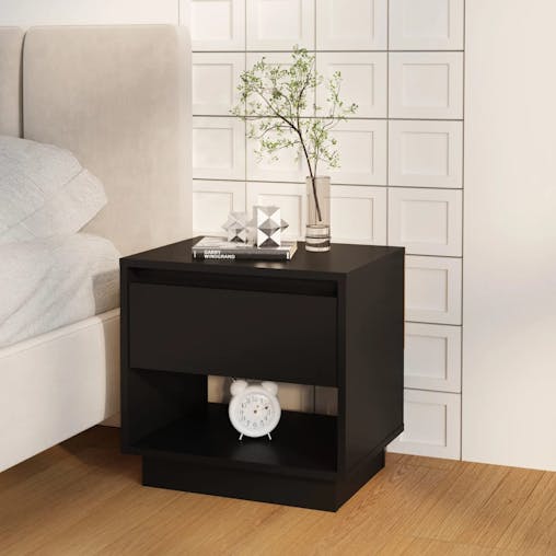 NNEVL Bedside Cabinet Black 45x34x44 cm Chipboard