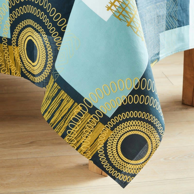 MAGIC ETHNIC - Nappe en coton enduit acrylique zinc 160x200 cm