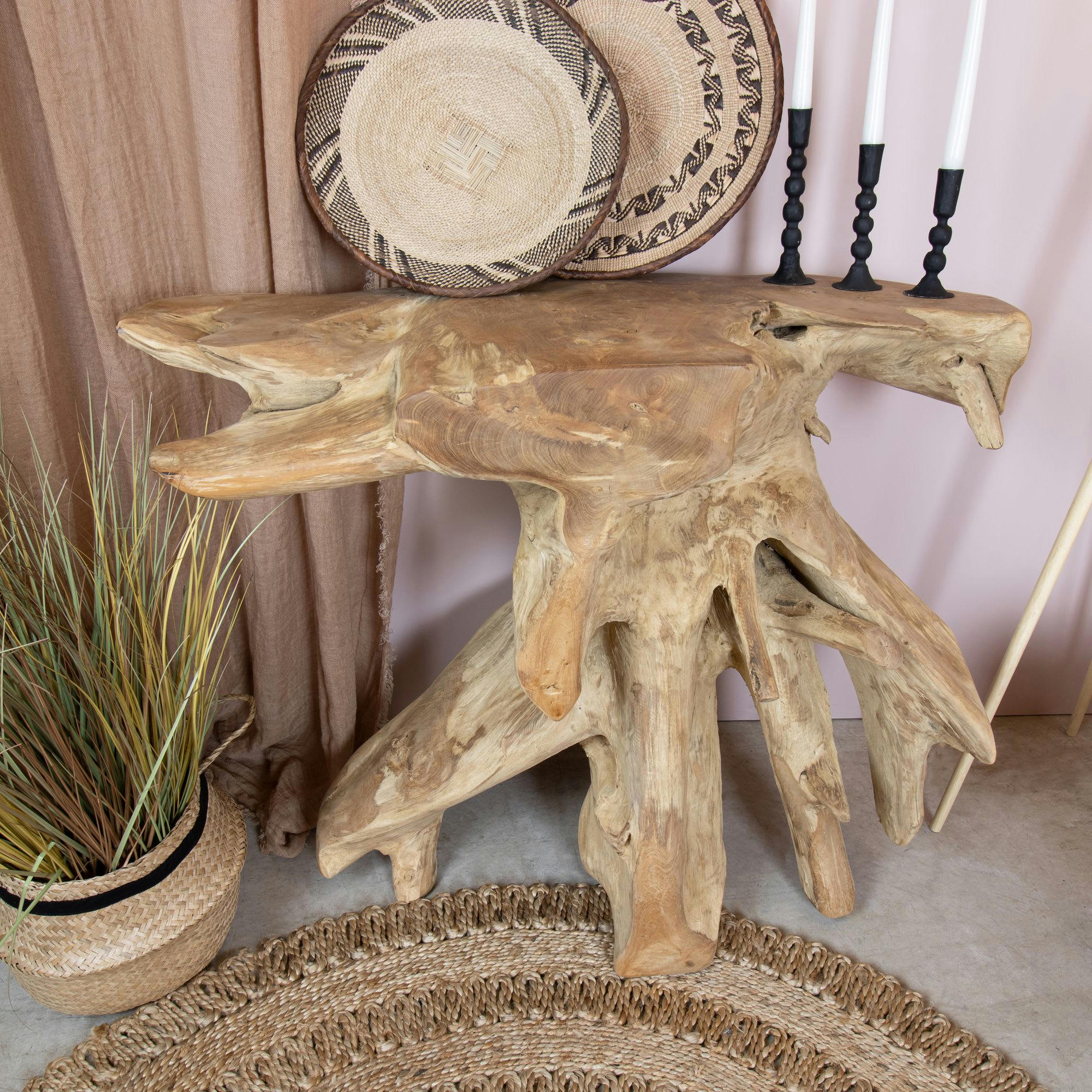 GOBI - Console en racine de teck blanchi