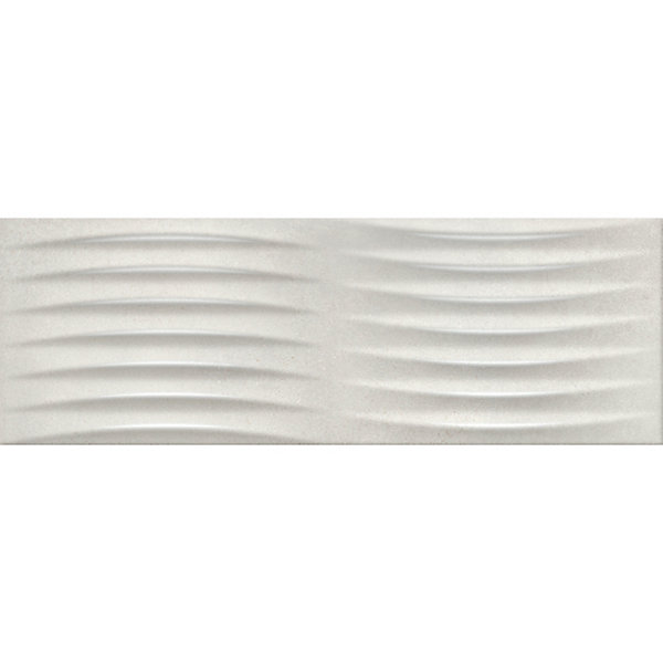 Faïence murale effet béton gris clair mat décor vague L.90 x l.30 cm x ép.10,5 mm, Unik