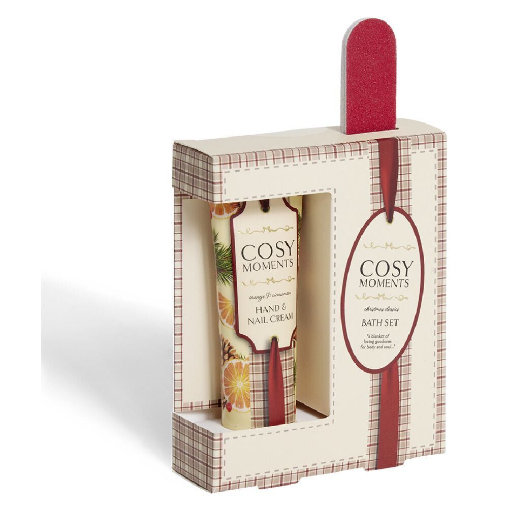 Coffret crème pour les mains orange cannelle avec lime à ongles