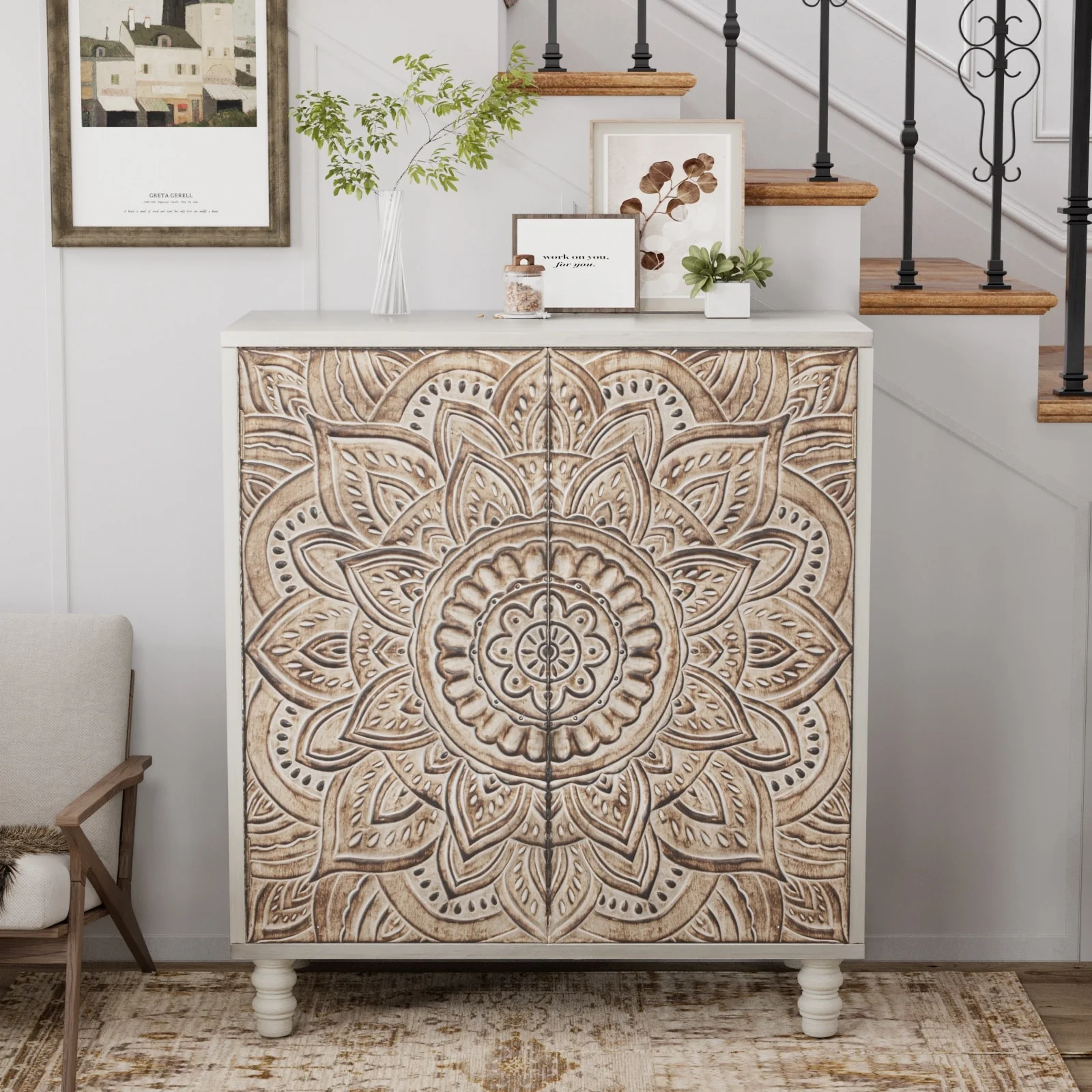 COSIEST Vintage Sideboard Storage Cabinet and Buffet