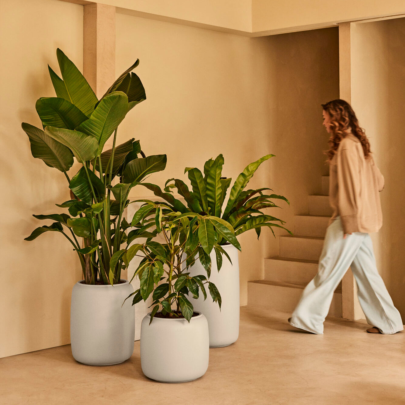 Elho Amber Beads Small 40 - Linnen wit - L 39 x B x H 35 cm - Binnen e