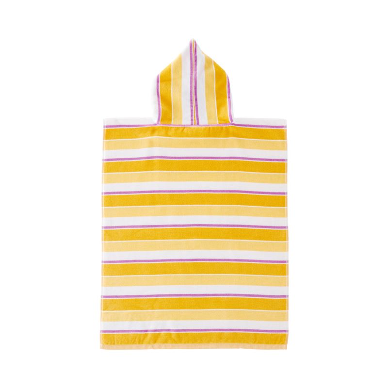 Velour Kids Mini Me Ocean Stripe Lemon Hooded Beach Towel