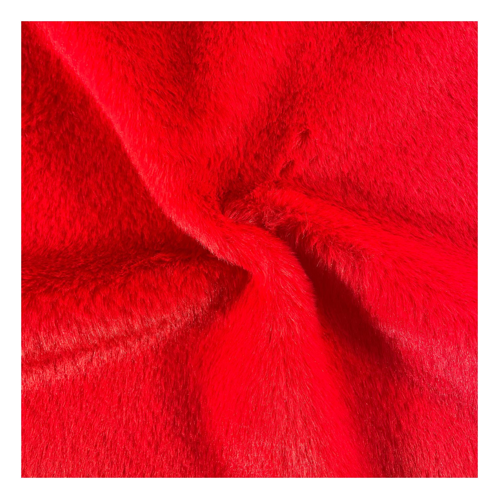 Red Polyester Fur Pile Fabric by the Metre