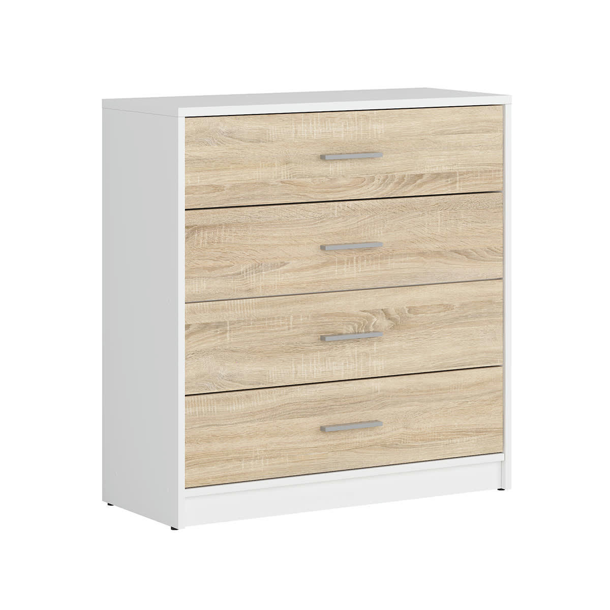 - Commode 4 tiroirs stratifiés naturel et blanc