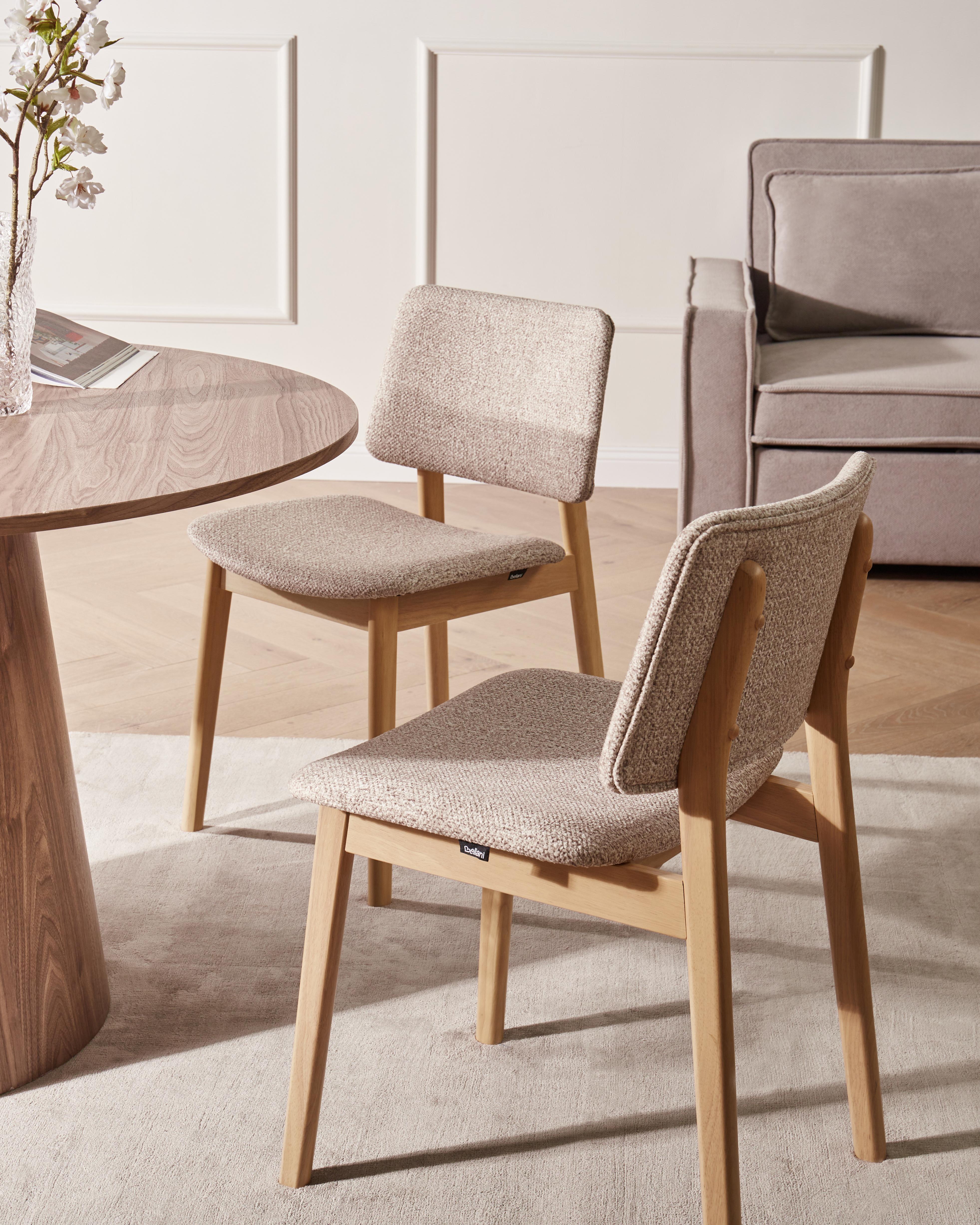 Set of 2 Dining Chairs BLANE Boucle Light Brown/ Taupe