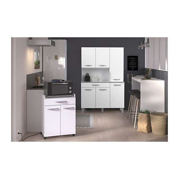 OSLO Buffet de 120 cm - 1 Tiroir et 6 Portes - L 120 x P 40 x H 185 cm - Coloris Blanc