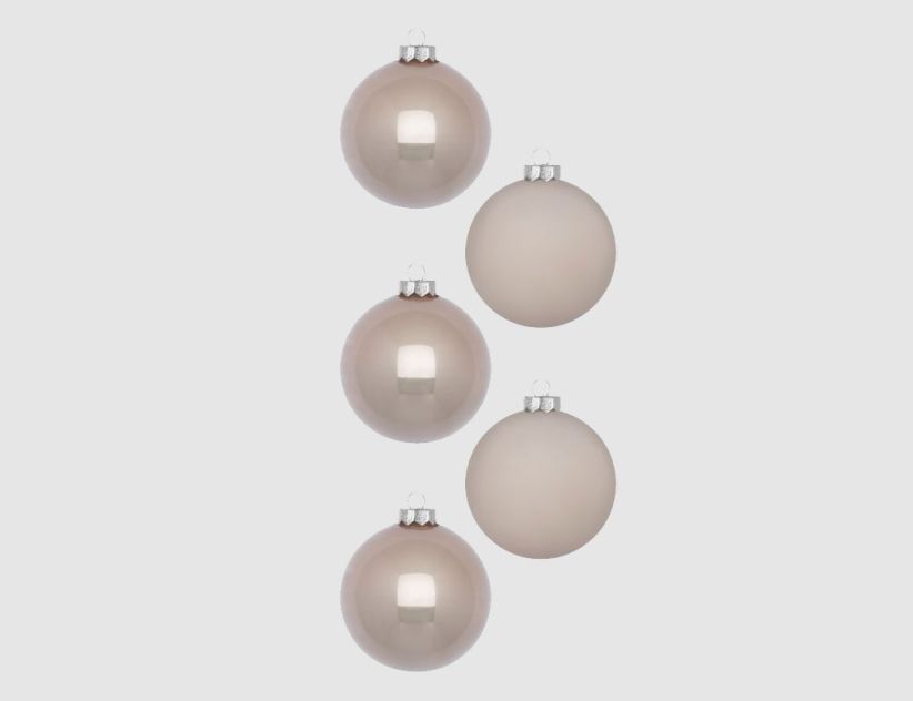 Weihnachtskugeln Taupe, Alabaster Glas Ø6cm supermatt & opal
