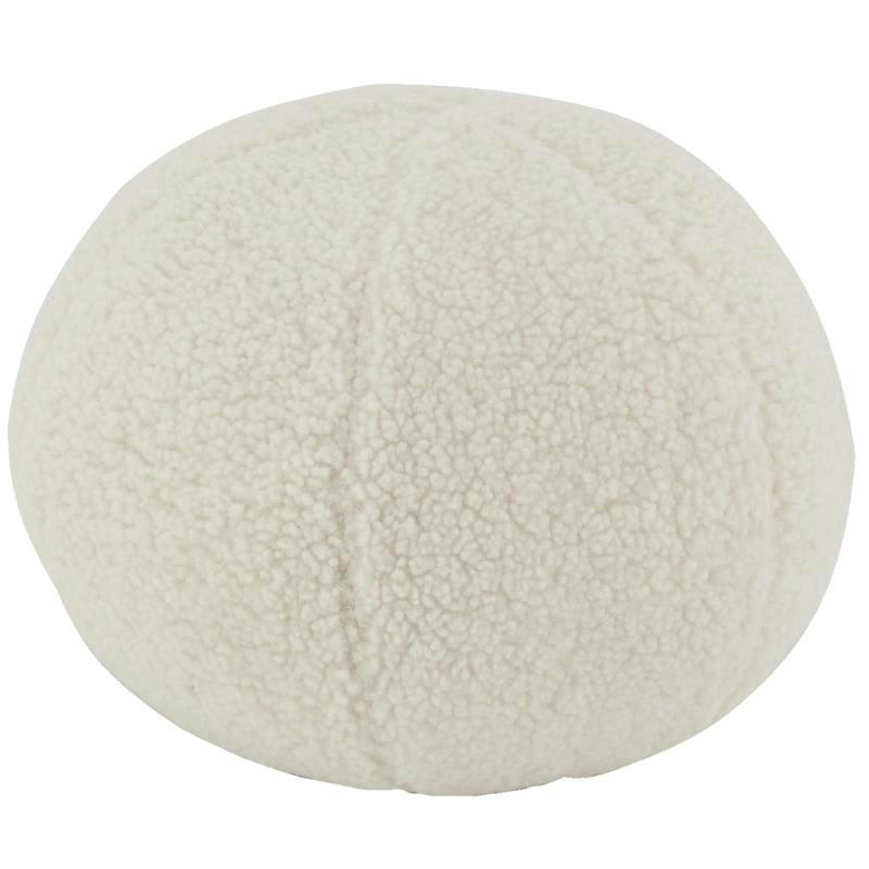 - Pouf en tissu bouclettes blanc rond
