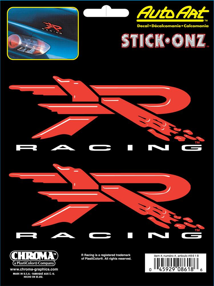 R-Racing Decal, 6 x 8-in, Red