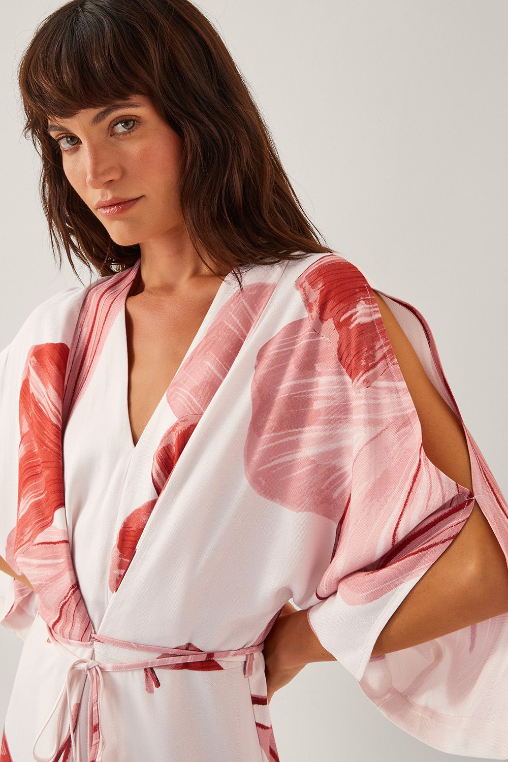 Monsoon June Floral Kimono Maxi Dress Ivory