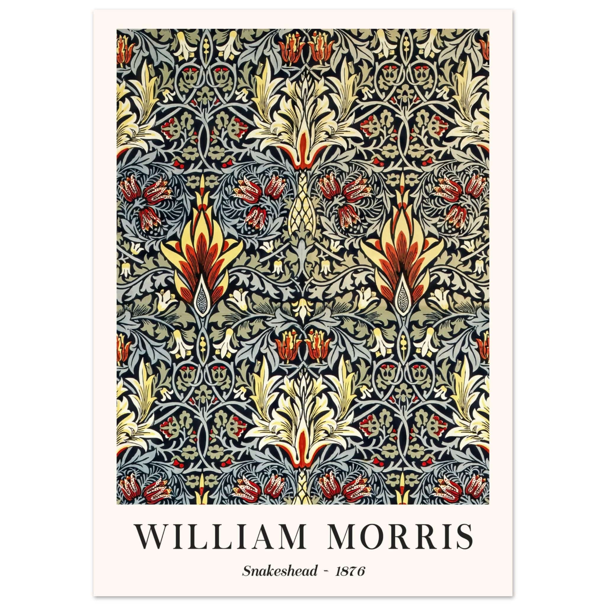 Artfulprints Poster William Morris - Snakeshead 1876  - 50x70 cm - Blauw