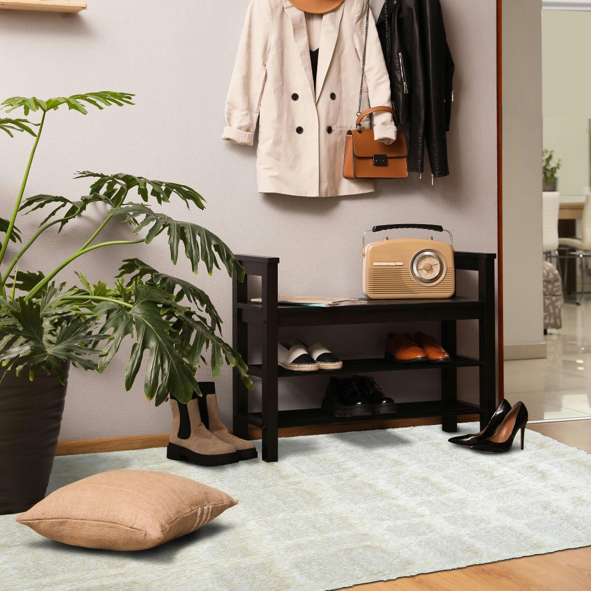 MONADE - Tapis reliefs deux épaisseurs crème 80x180