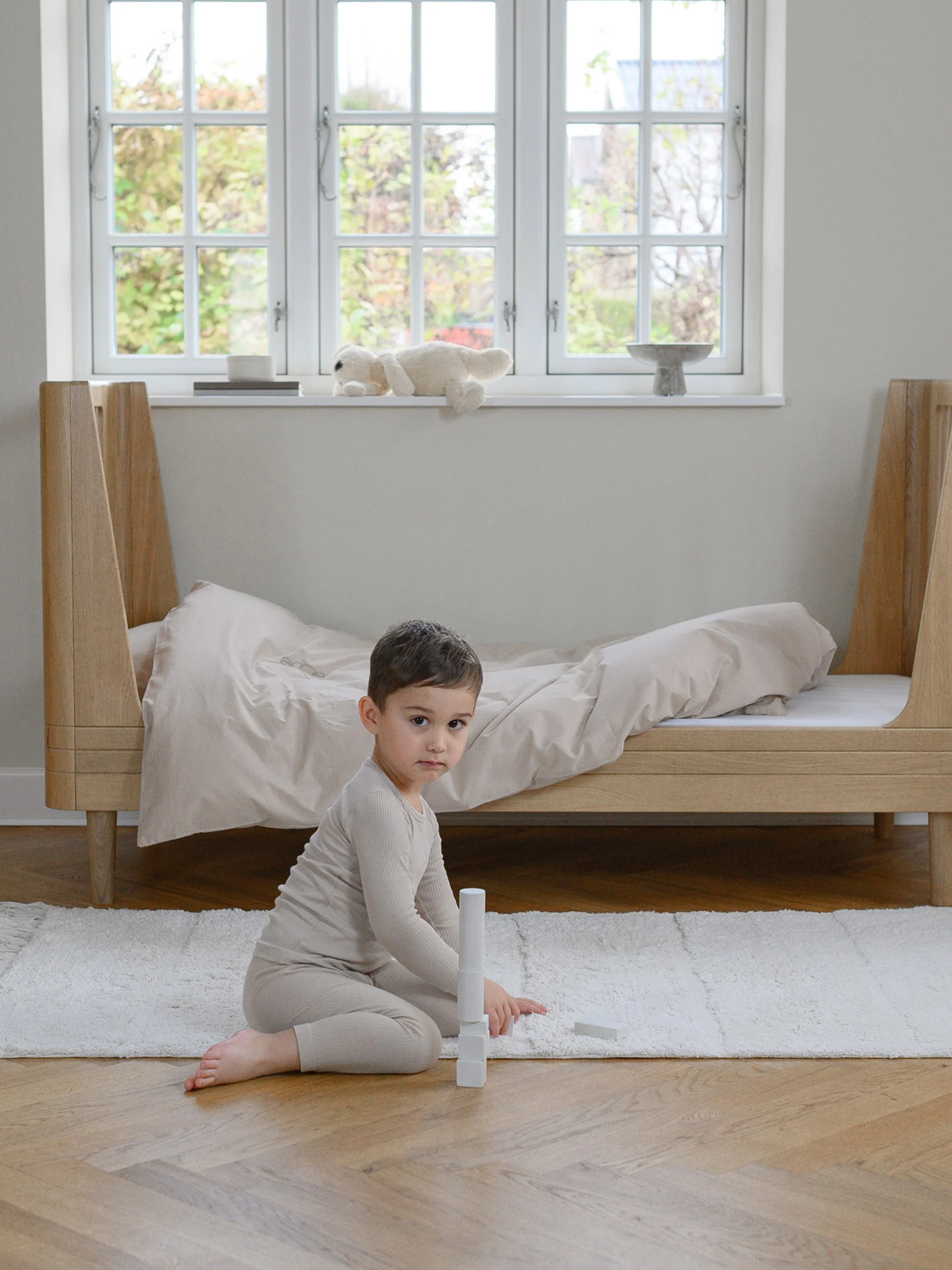 Handgefertigtes Bett-Umbau-Set Nature 2.0 aus Eichenholz