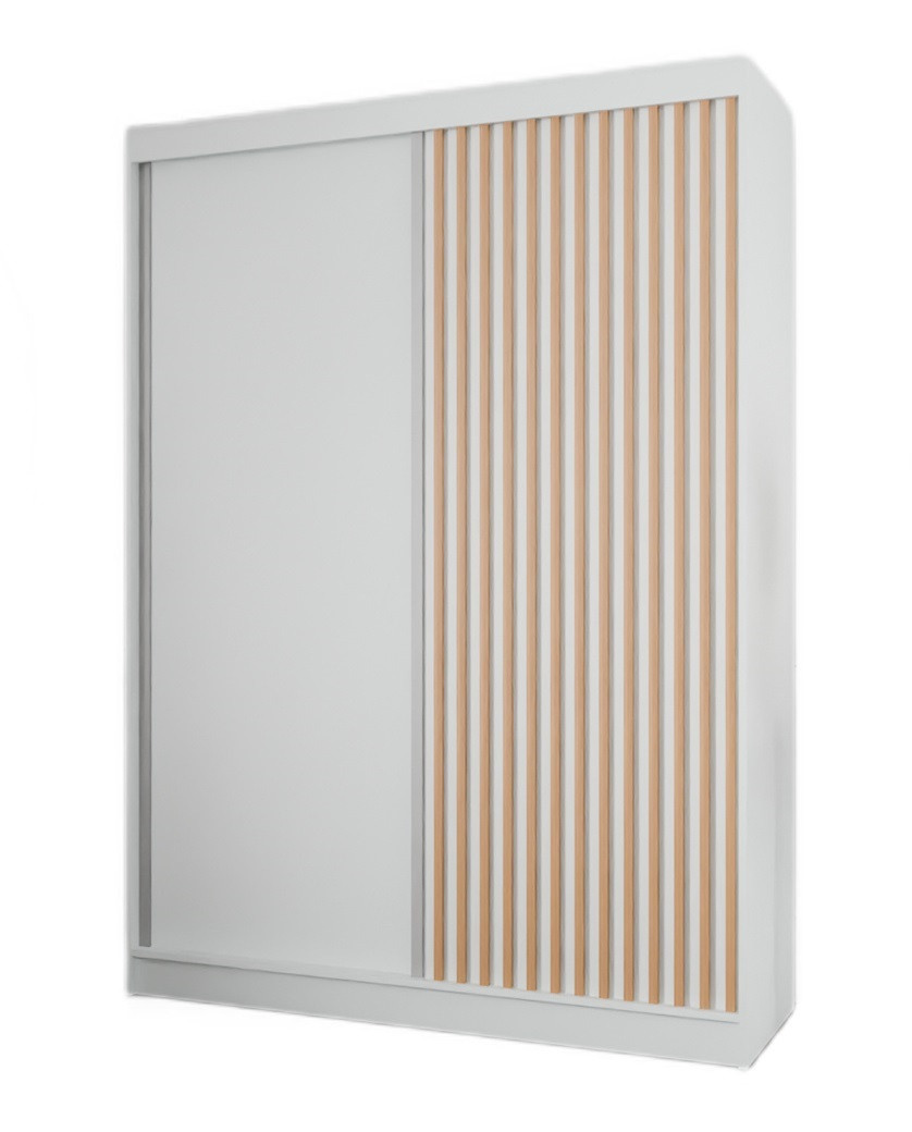 Szafa z lamelami 150 cm - biała   lam. craft złoty