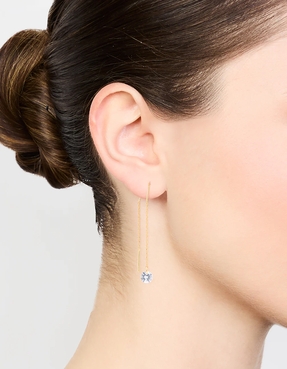 Gold Plated Cubic Zirconia Thread Through Earrings