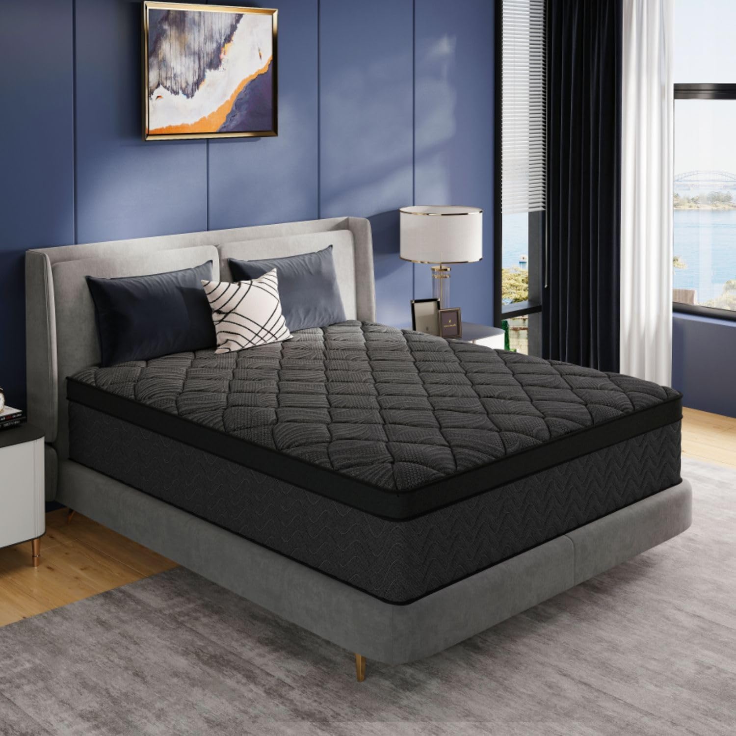 King Mattress, 14 Inch Luxury Hybrid King Size Mattress in a Box, Medium Firm Mattresses with Cooling Gel Memory Foam & Pocket Springs, Double Additional Support, 365-Night Trial