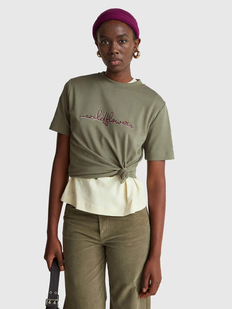 T-shirt with print and embroidery