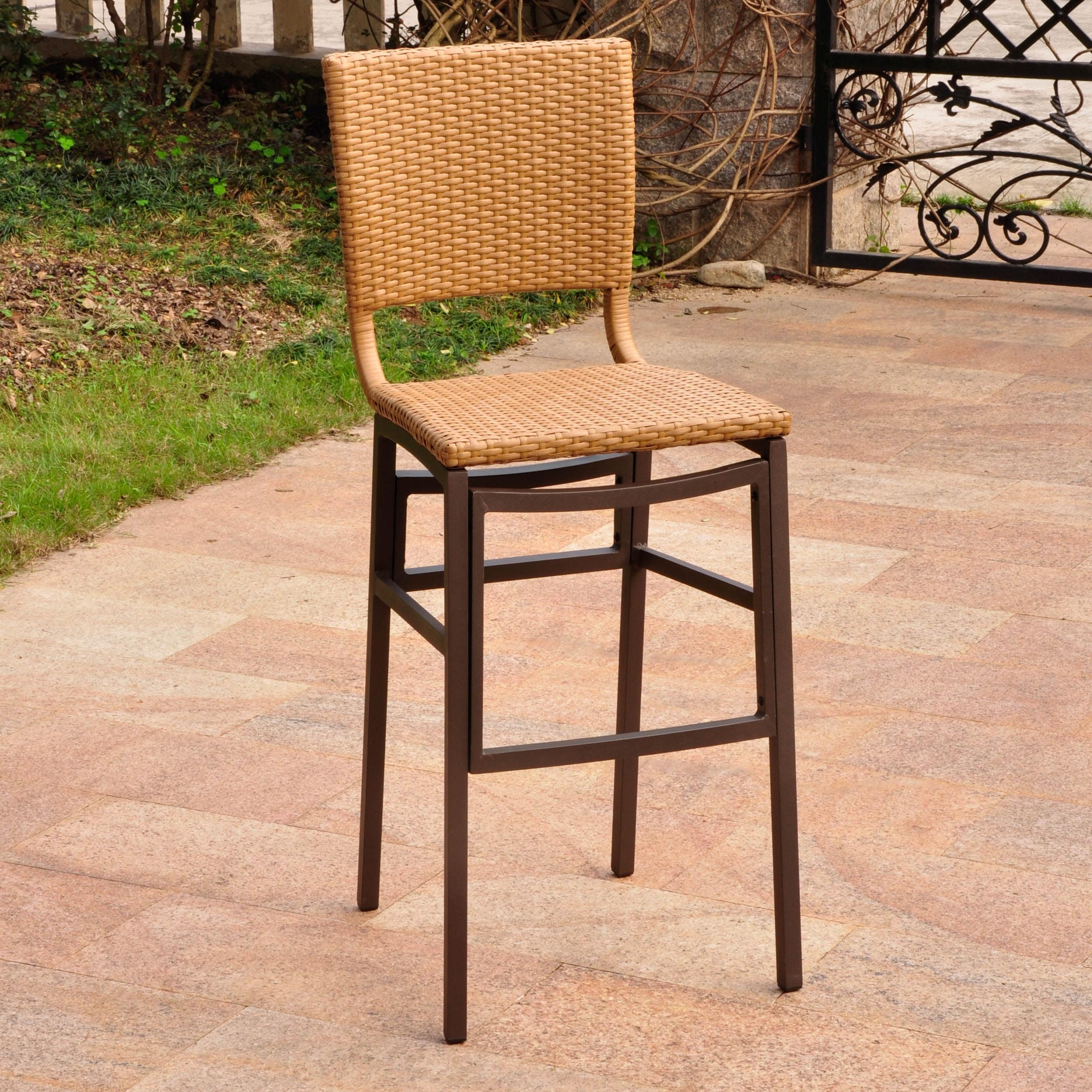 International Caravan Resin Wicker Bar-height Barstool (Set of 2)