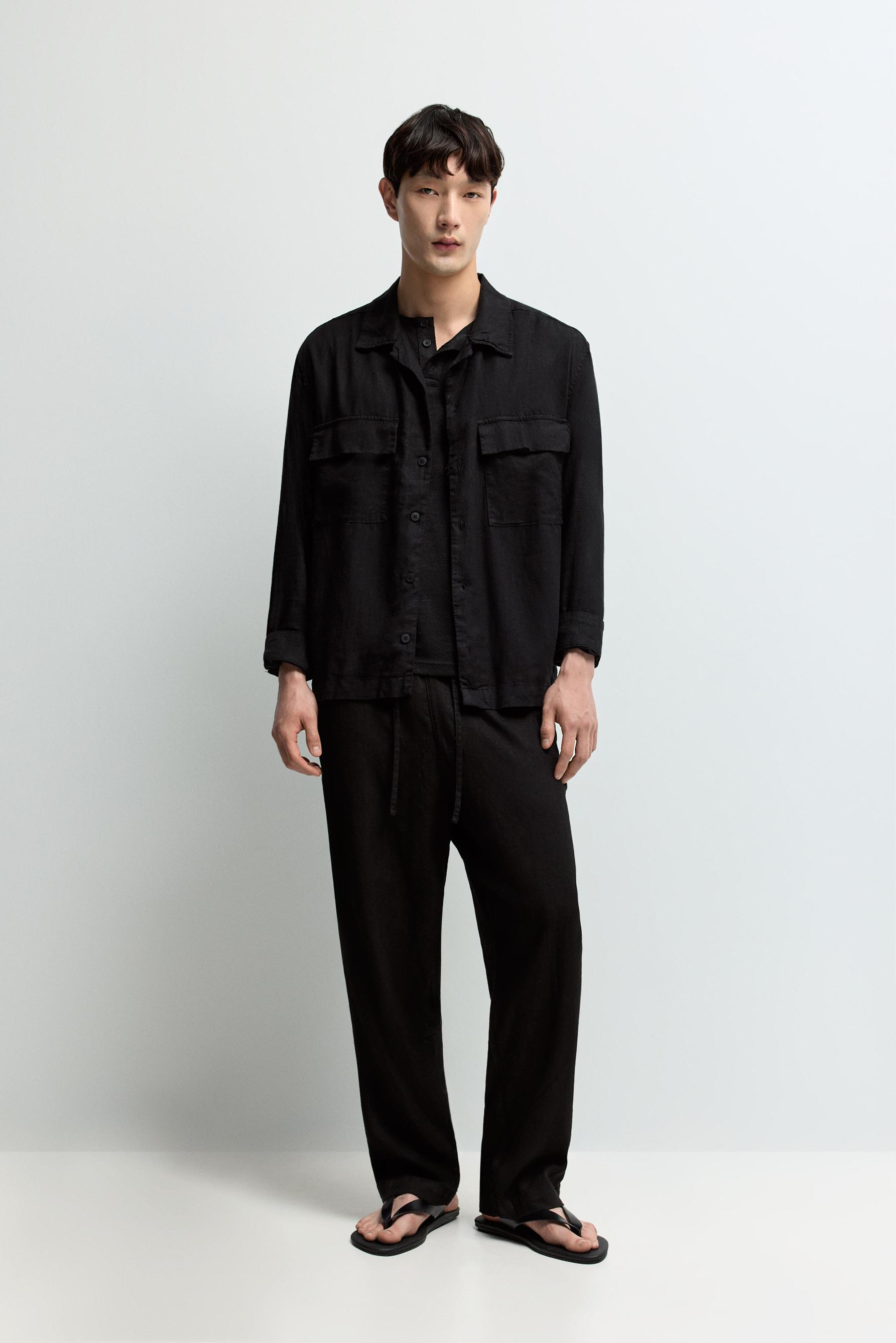 Pantalón jogger baggy con lino