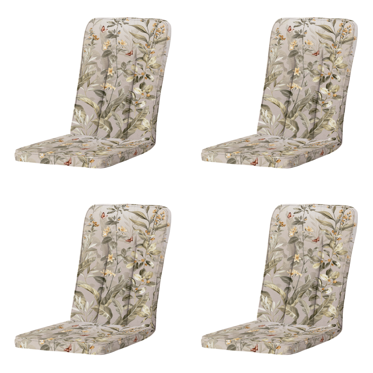 Madison tuintstoelkussen hoge rug Elisa - multikleur - 100x48x6cm - set van 4