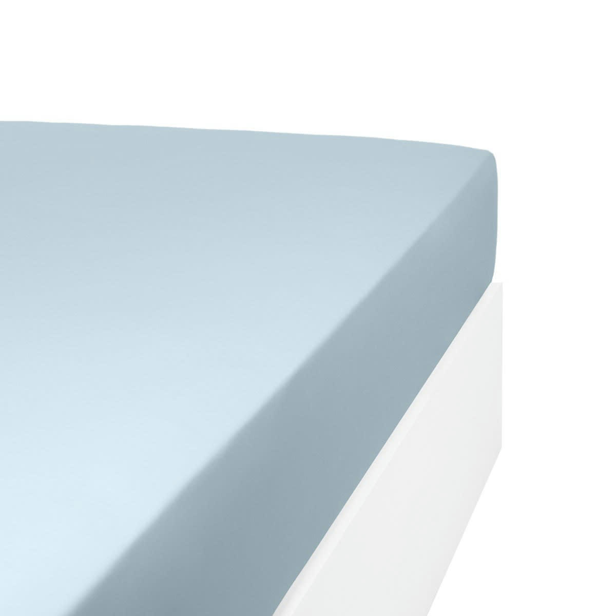 - Drap housse uni 200 fils en de coton bleu 80x200 cm