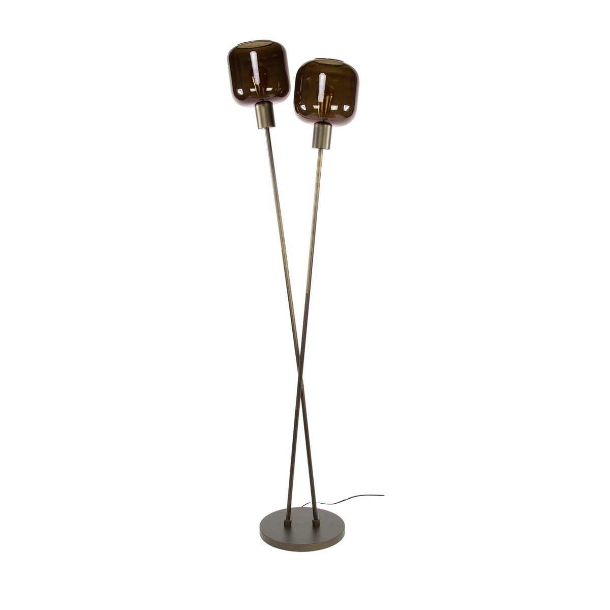 Giga Meubel Vloerlamp Bronza - Bruin Glas - 2-Lichts - 46x30x167cm