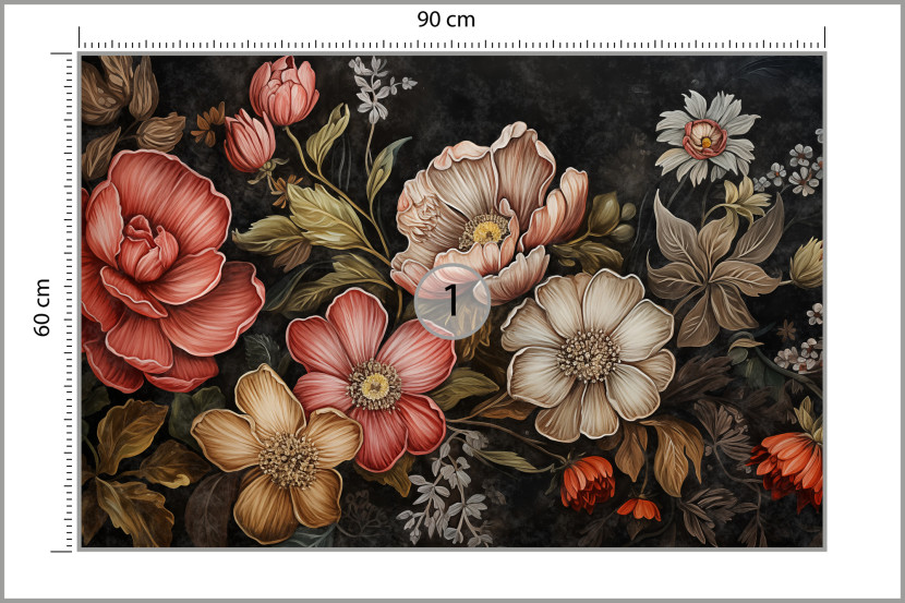 Fototapeta Liście i Kwiaty W Stylu Vintage 90x60cm