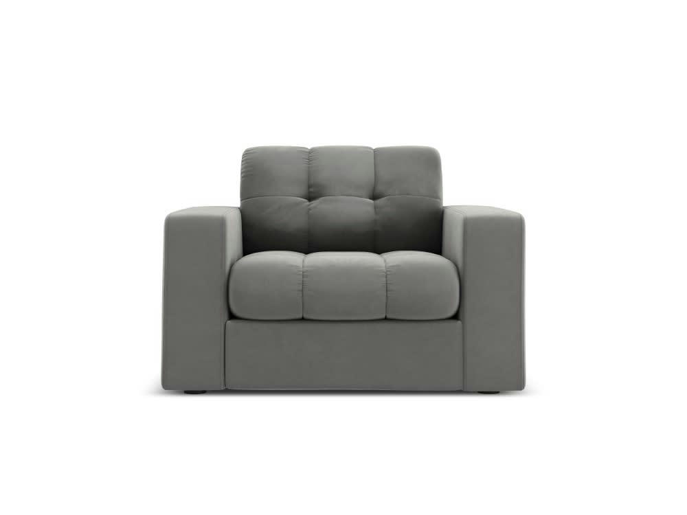 JUSTIN - Fauteuil en velours gris clair