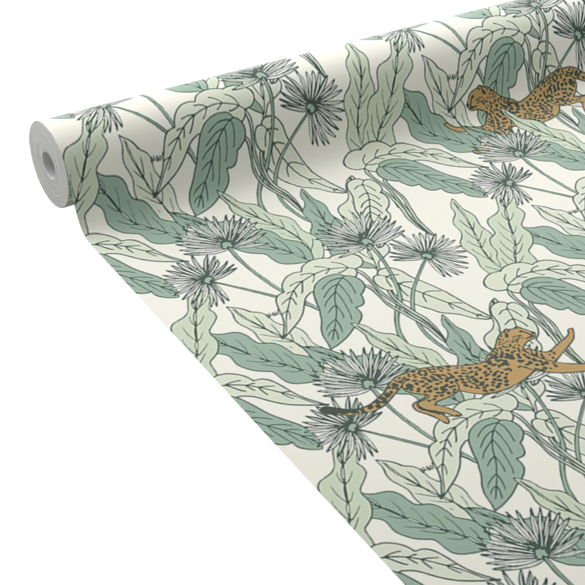 Caselio Papier peint intissé FELINDRA vert feuille et doré