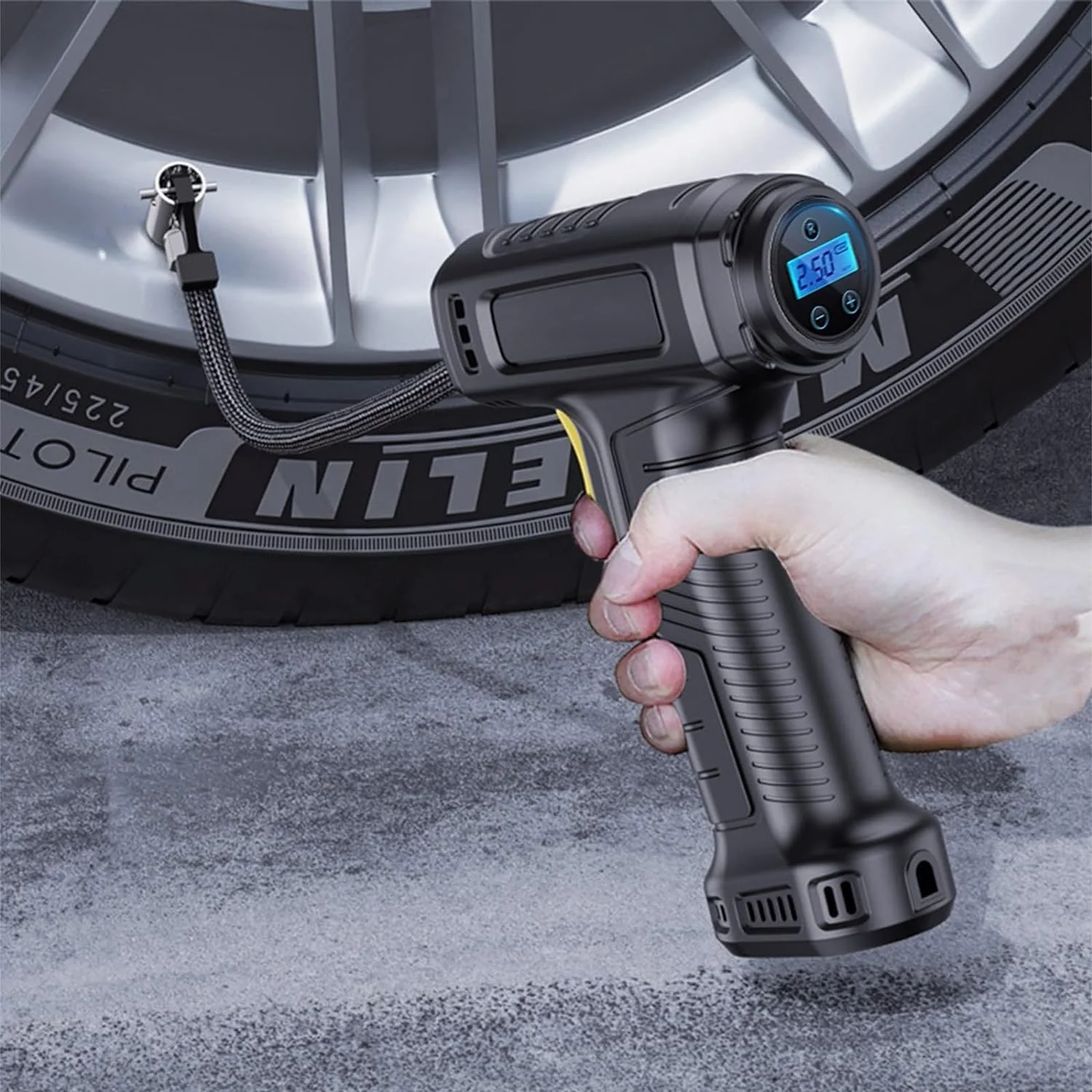 Car Tire Inflator 150PSI Portable ?????? Compressor 12V ?????? Compressor With Intelligent Digital Display  LED Light, Car Accessories For Car, Tire, Balloons(Black)