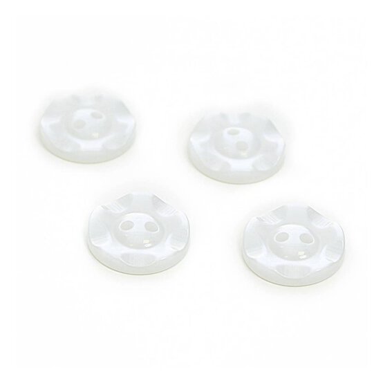 Hemline White Basic Scalloped Edge Button 4 Pack