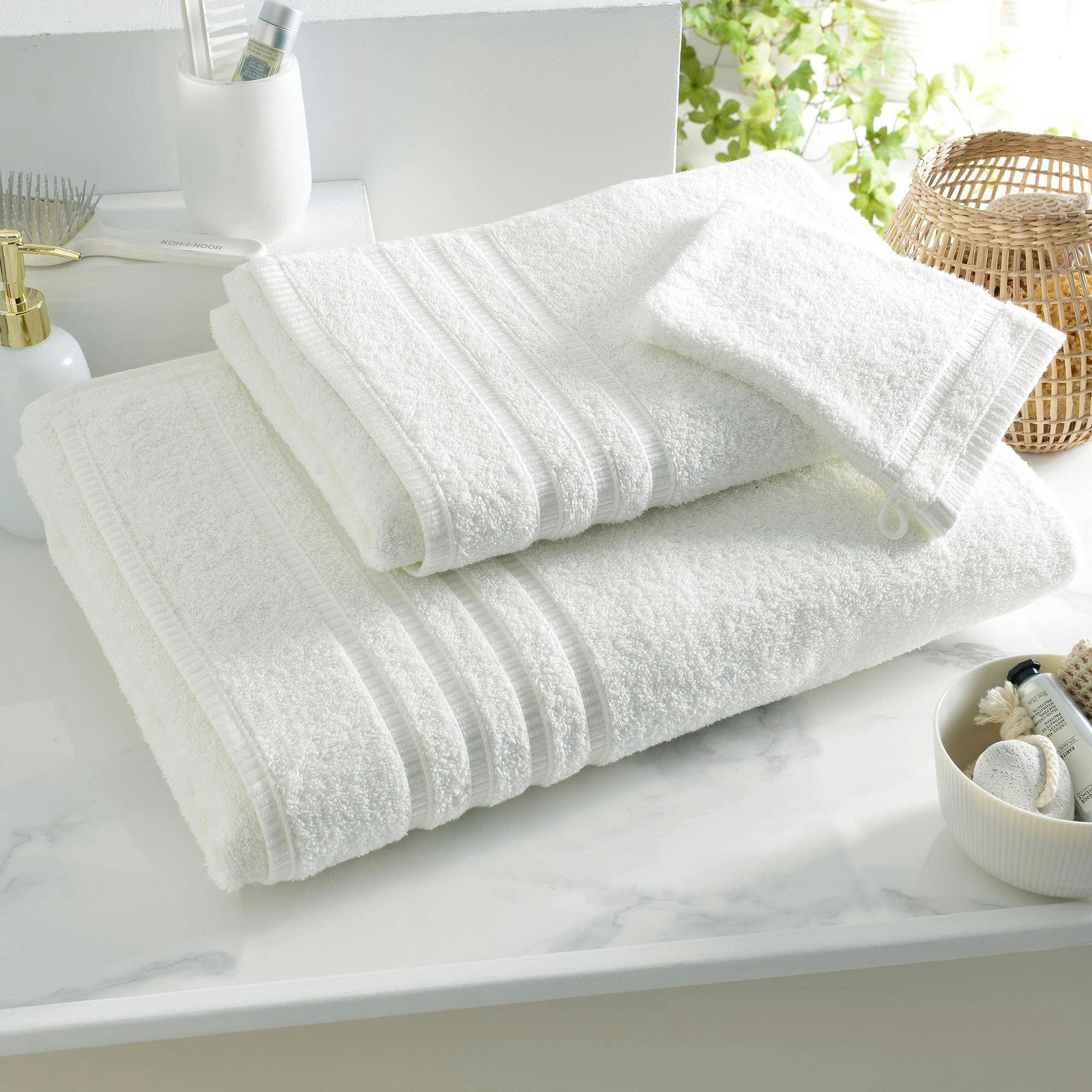 BANDESECHELLE - Lot de 2 gants de toilette 15x21 blanc cassé en coton 470 g/m²