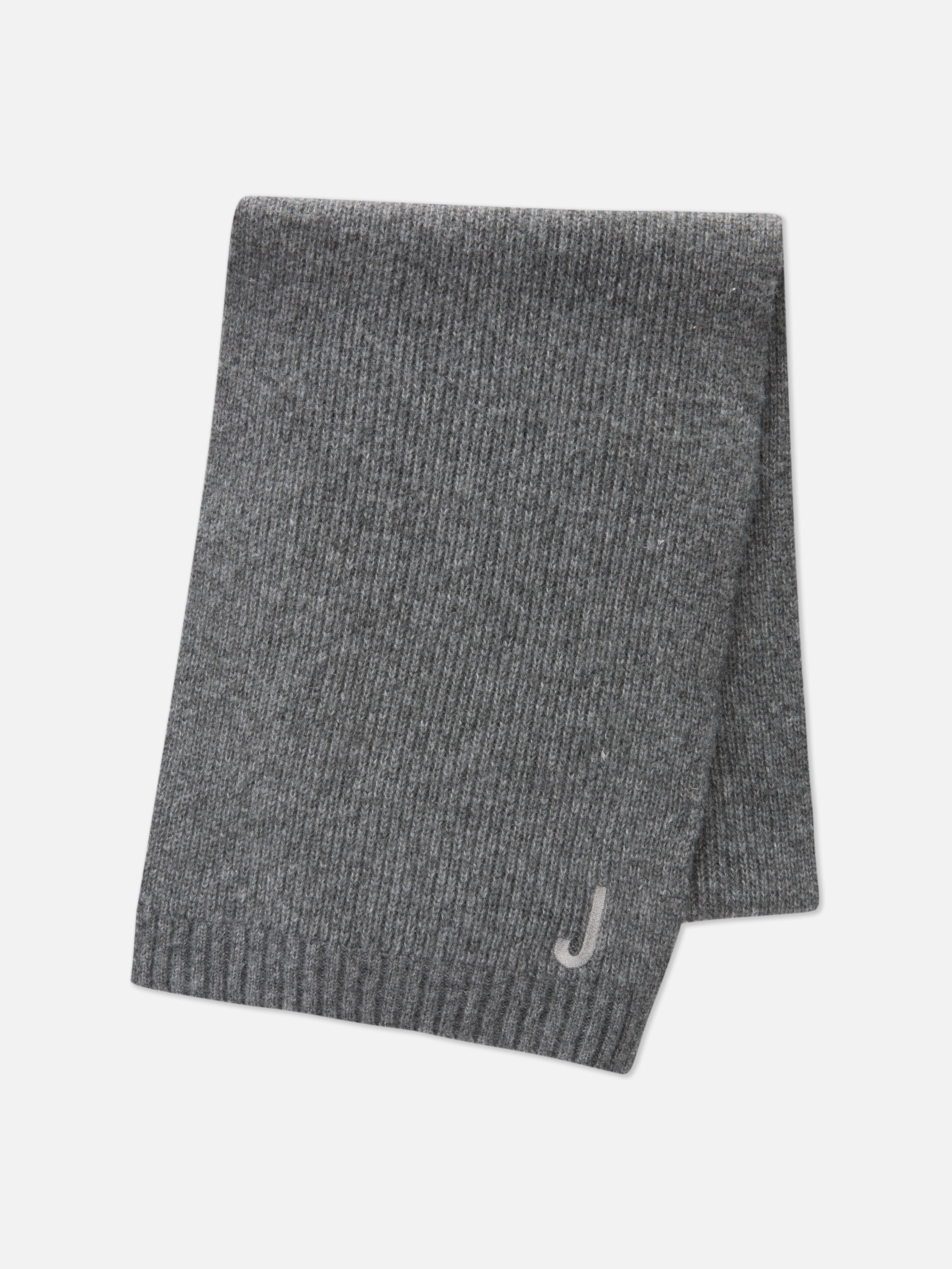 Embroidered Ribbed Scarf