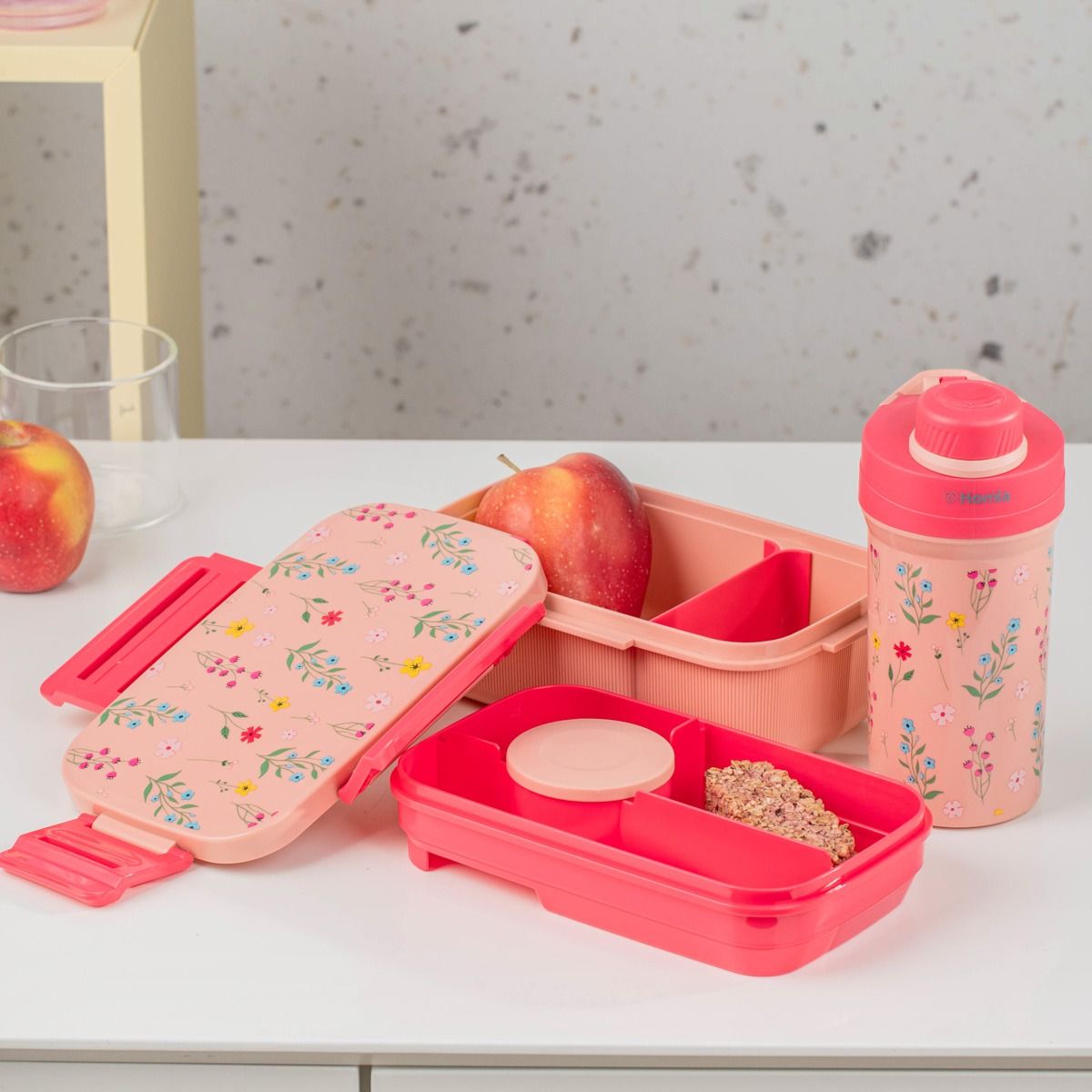 Zestaw lunchbox B2 LUSY różowy z kubkiem 1,8l   0,5l